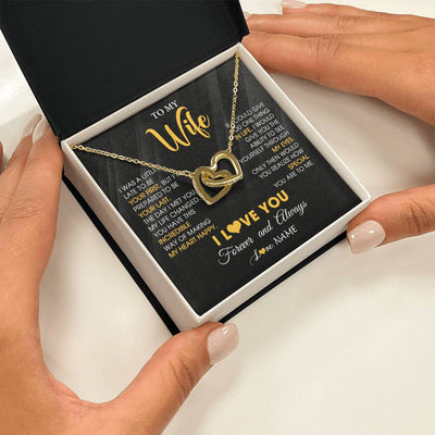 Interlocking Hearts Necklace 18K Yellow Gold Finish | 2 | Personalized To My Beautiful Wife Necklace From Husband Jewelry Forever Love Wife Birthday Gifts Anniversary Wedding Valentines Day Gift Box Message Card | teecentury