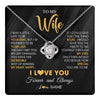 Love Knot Necklace 14K White Gold Finish | 1 | Personalized To My Beautiful Wife Necklace From Husband Jewelry Forever Love Wife Birthday Gifts Anniversary Wedding Valentines Day Gift Box Message Card | teecentury
