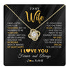 Love Knot Necklace 18K Yellow Gold Finish | 1 | Personalized To My Beautiful Wife Necklace From Husband Jewelry Forever Love Wife Birthday Gifts Anniversary Wedding Valentines Day Gift Box Message Card | teecentury