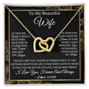 Interlocking Hearts Necklace 18K Yellow Gold Finish | Personalized To My Beautiful Wife Necklace From Husband Romantic Gifts Wife Birthday Anniversary Jewelry Valentines Christmas Customized Gift Box Message Card | teecentury