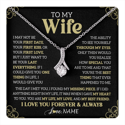 Alluring Beauty Necklace 14K White Gold Finish | 1 | Personalized To My Beautiful Wife Necklace From Husband The Day I Met You Birthday Gifts For Wife Anniversary Wedding Valentines Day Gift Box Message Card | teecentury