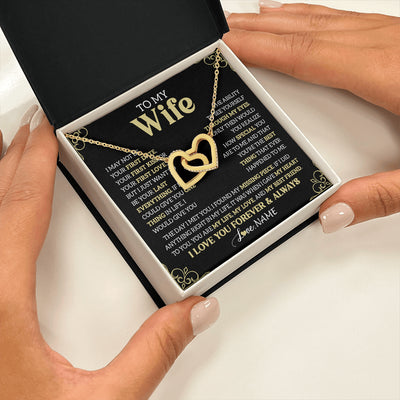 Interlocking Hearts Necklace 18K Yellow Gold Finish | 2 | Personalized To My Beautiful Wife Necklace From Husband The Day I Met You Birthday Gifts For Wife Anniversary Wedding Valentines Day Gift Box Message Card | teecentury