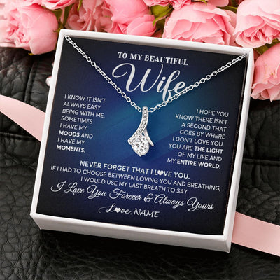 Alluring Beauty Necklace | Personalized To My Beautiful Wife Necklace From Husband You Are The Light Of My Life Soulmate Wife Birthday Valentines Day Customized Gift Box Message Card | teecentury