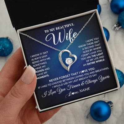 Forever Love Necklace | Personalized To My Beautiful Wife Necklace From Husband You Are The Light Of My Life Soulmate Wife Birthday Valentines Day Customized Gift Box Message Card | teecentury