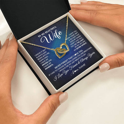 Interlocking Hearts Necklace 18K Yellow Gold Finish | 2 | Personalized To My Beautiful Wife Necklace From Husband You Are The Light Of My Life Soulmate Wife Birthday Valentines Day Customized Gift Box Message Card | teecentury