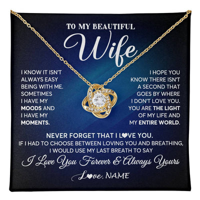 Love Knot Necklace 18K Yellow Gold Finish | 1 | Personalized To My Beautiful Wife Necklace From Husband You Are The Light Of My Life Soulmate Wife Birthday Valentines Day Customized Gift Box Message Card | teecentury