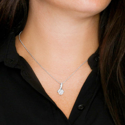 Alluring Beauty Necklace 14K White Gold Finish | 3 | Personalized To My Beautiful Wife Necklace From Husband You're My Love Wife Birthday Anniversary Valentines Day Christmas Customized Gift Box Message Card | teecentury