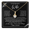 Alluring Beauty Necklace 18K Yellow Gold Finish | 1 | Personalized To My Beautiful Wife Necklace From Husband You're My Love Wife Birthday Anniversary Valentines Day Christmas Customized Gift Box Message Card | teecentury