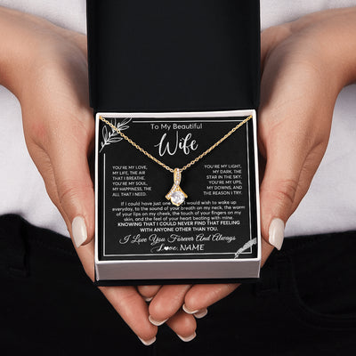 Alluring Beauty Necklace 18K Yellow Gold Finish | 2 | Personalized To My Beautiful Wife Necklace From Husband You're My Love Wife Birthday Anniversary Valentines Day Christmas Customized Gift Box Message Card | teecentury