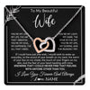 Interlocking Hearts Necklace Stainless Steel & Rose Gold Finish | 1 | Personalized To My Beautiful Wife Necklace From Husband You're My Love Wife Birthday Anniversary Valentines Day Christmas Customized Gift Box Message Card | teecentury