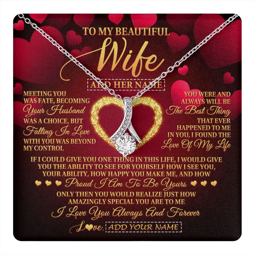 Alluring Beauty Necklace 14K White Gold Finish | 1 | Personalized To My Beautiful Wife Necklace Gift From Husband Heartfelt Wedding Anniversary Valentines Day Wife Gifts Christmas Custom Gift Box Message Card | teecentury.myshopify