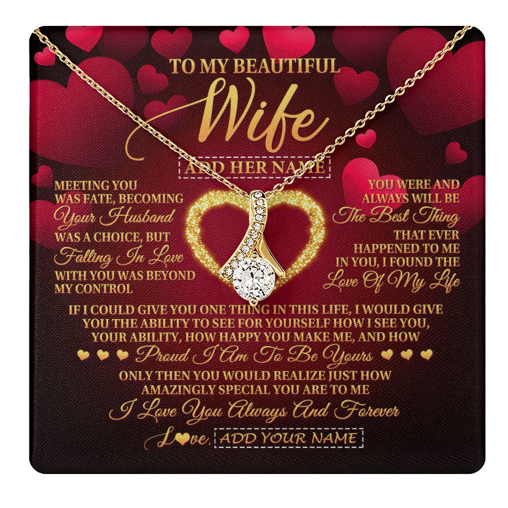 Alluring Beauty Necklace 18K Yellow Gold Finish | 1 | Personalized To My Beautiful Wife Necklace Gift From Husband Heartfelt Wedding Anniversary Valentines Day Wife Gifts Christmas Custom Gift Box Message Card | teecentury.myshopify