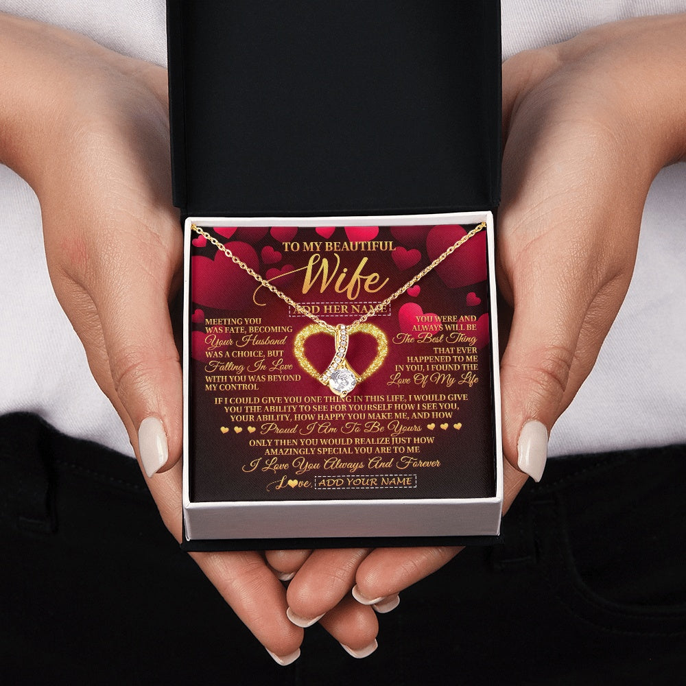 Alluring Beauty Necklace 18K Yellow Gold Finish | 2 | Personalized To My Beautiful Wife Necklace Gift From Husband Heartfelt Wedding Anniversary Valentines Day Wife Gifts Christmas Custom Gift Box Message Card | teecentury.myshopify