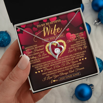 Forever Love Necklace 14K White Gold Finish | 2 | Personalized To My Beautiful Wife Necklace Gift From Husband Heartfelt Wedding Anniversary Valentines Day Wife Gifts Christmas Custom Gift Box Message Card | teecentury.myshopify