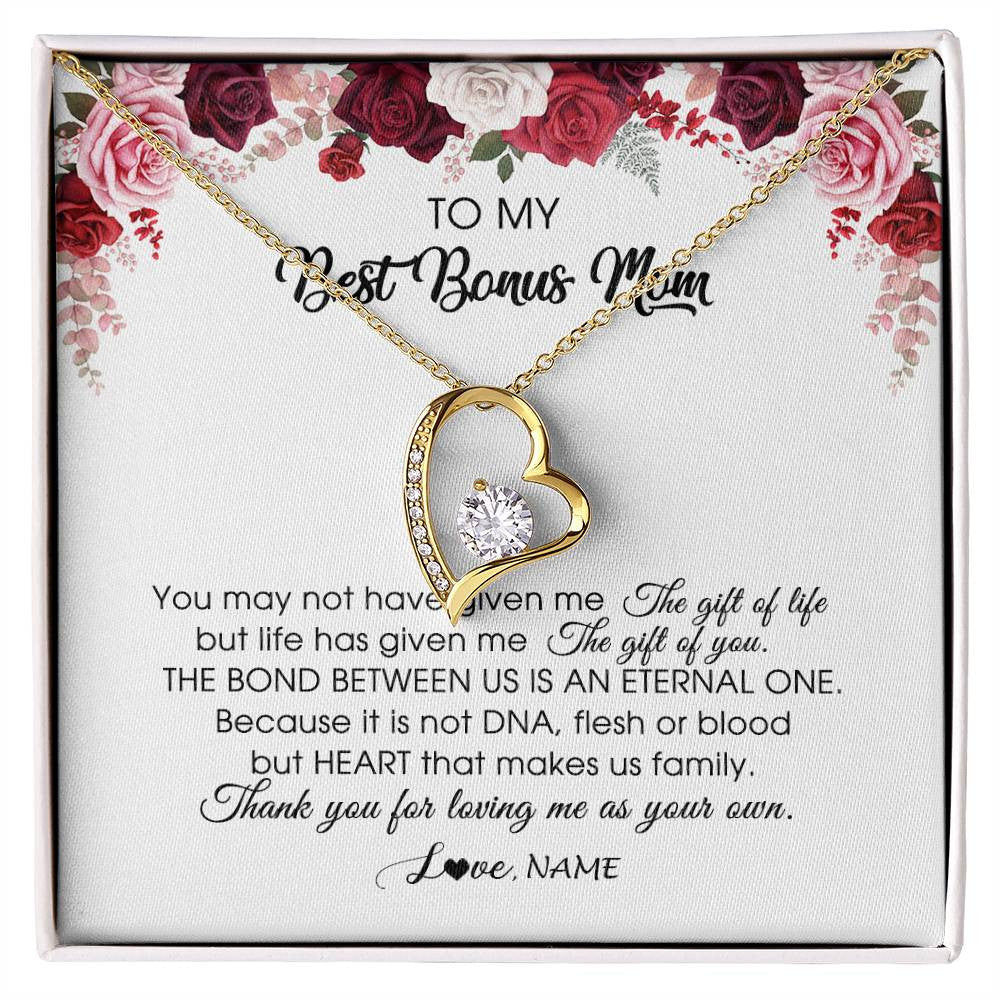 Personalized To My Best Bonus Mom Necklace from Daughter Thank You For Loving Me Stepmom Jewelry Birthday Mothers Day Christmas Customized Message Card Teecentury