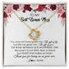 Love Knot Necklace 18K Yellow Gold Finish | Personalized To My Best Bonus Mom Necklace from Daughter Thank You For Loving Me Stepmom Jewelry Birthday Mothers Day Christmas Customized Message Card | teecentury