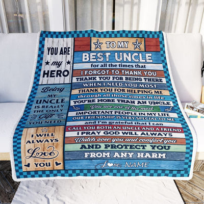 Personalized To My Best Uncle Blanket From Niece Nephew Wood Thank You Uncle Birthday Fathers Day Thanksgiving Christmas Customized Fleece Throw Blanket | teecentury
