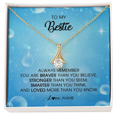 Alluring Beauty Necklace 18K Yellow Gold Finish | Personalized To My Bestie Necklace From Friend Sister Always Remember You Are Braver Best Friend Jewelry Birthday Graduation Christmas Customized Message Card | teecentury