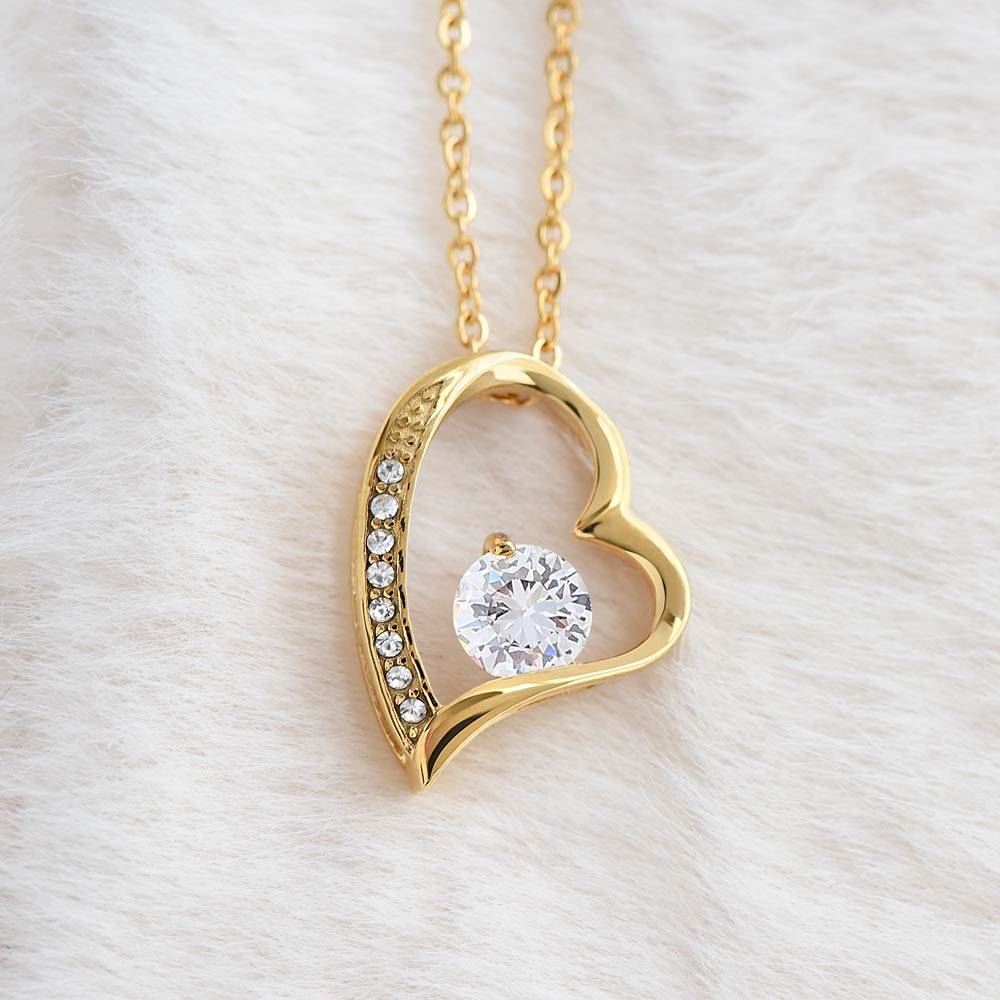 Forever Love Necklace 18K Yellow Gold Finish | Personalized To My Bestie Necklace From Friend Sister Braver Stronger Smarter Loved Best Friend Jewelry Birthday Graduation Christmas Customized Message Card | teecentury