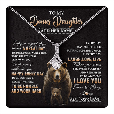 Alluring Beauty Necklace 14K White Gold Finish | 1 | Personalized To My Bonus Daughter Bear Necklace From Stepmom Every Day Laugh Love Live Stepdaughter Birthday Gifts Christmas Custom Gift Box Message Card | https://teecentury.