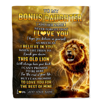 Personalized To My Bonus Daughter Birthday Gifts From Stepdad Blanket I Love You Stepdaughter Gifts Graduation Christmas Gift Ideas For Women Fleece Blanket | teecentury