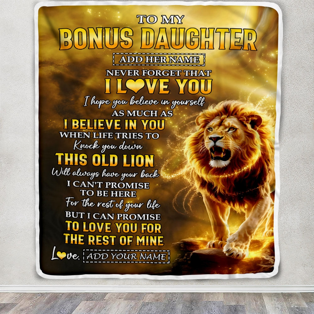 Personalized To My Bonus Daughter Birthday Gifts From Stepdad Blanket I Love You Stepdaughter Gifts Graduation Christmas Gift Ideas For Women Fleece Blanket | teecentury
