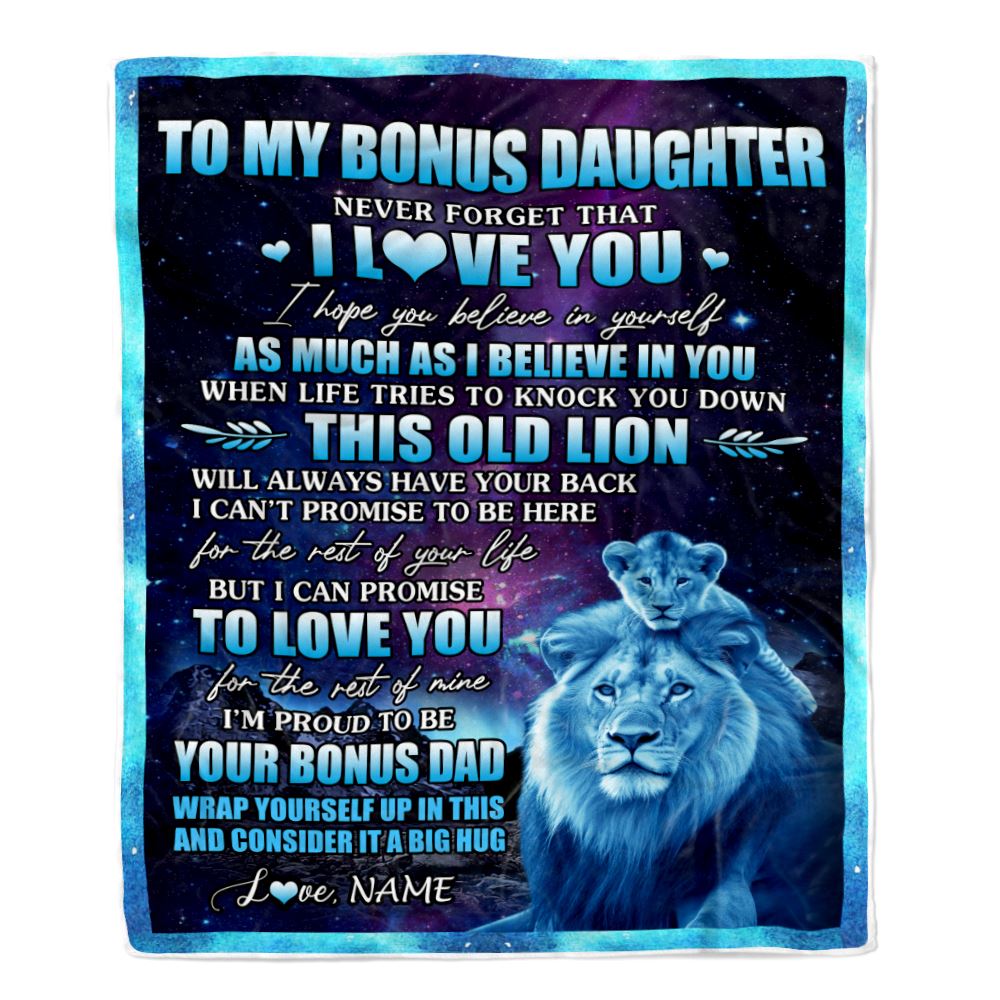 Personalized To My Bonus Daughter Blanket From Bonus Dad Never Forget That I Love You Stepdaughter Birthday Gifts Graduation Christmas Fleece Blanket | teecentury
