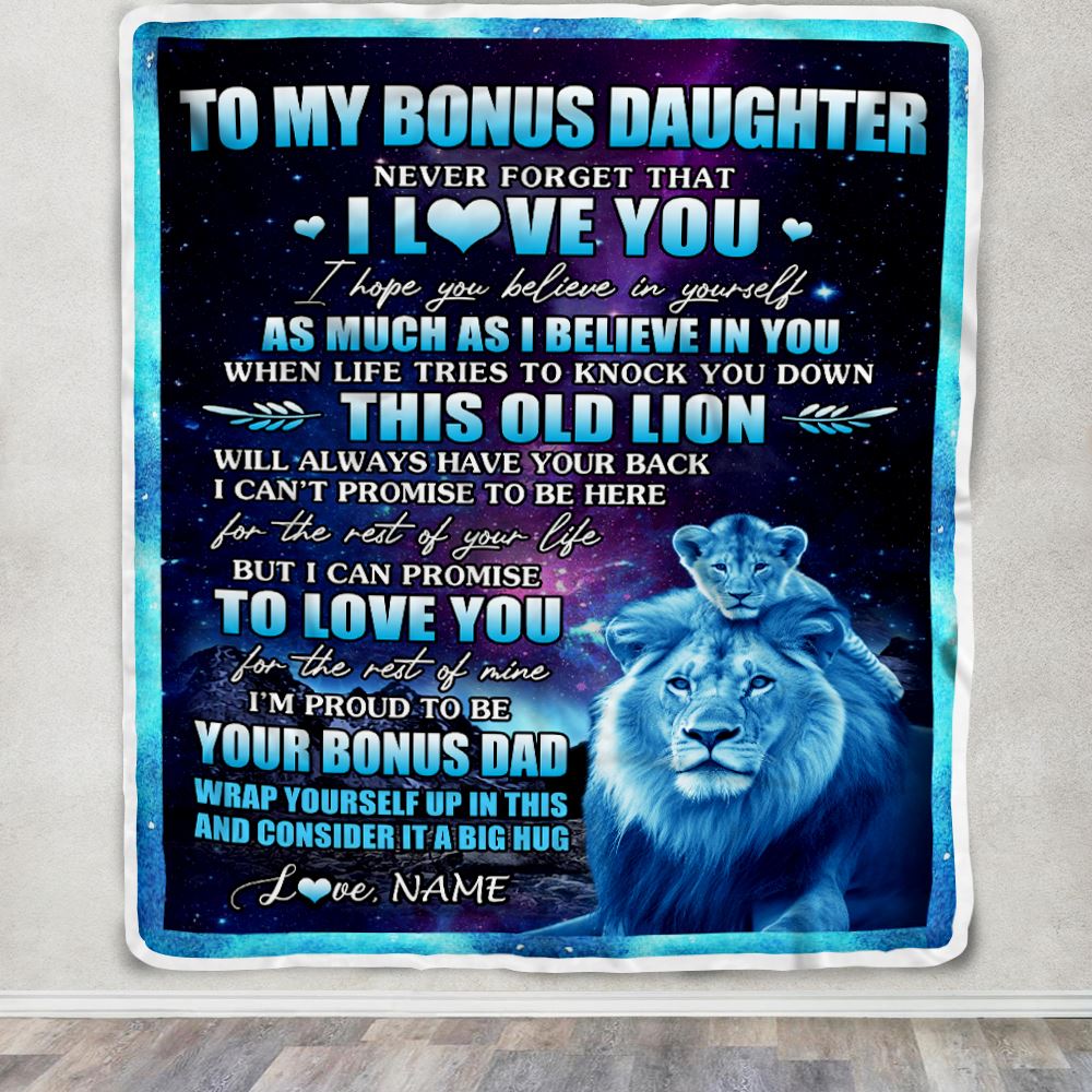 Personalized To My Bonus Daughter Blanket From Bonus Dad Never Forget That I Love You Stepdaughter Birthday Gifts Graduation Christmas Fleece Blanket | teecentury
