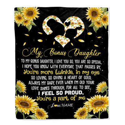Personalized To My Bonus Daughter Blanket From Mom Sunflower I Love You So Special Stepdaughter Birthday Graduation Christmas Customized Fleece Throw Blanket | teecentury