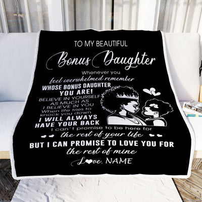 Personalized To My Bonus Daughter Blanket From Stepmom African Woman Whenever You Feel Overwhelmed Stepdaughter Birthday Christmas Customized Fleece Blanket | teecentury