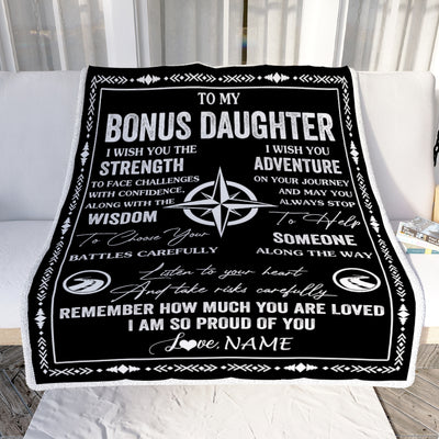 Personalized To My Bonus Daughter Blanket From Stepmom Dad I Wish You The Strength Stepdaughter Birthday Gifts Graduation Christmas Customized Fleece Blanket | teecentury