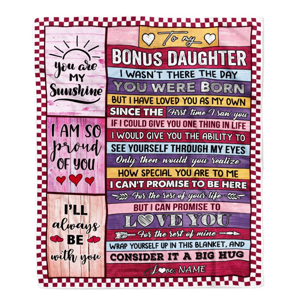 Personalized To My Bonus Daughter Blanket From Stepmom Dad Wood I Have Loved You As My Own Stepdaughter Birthday Graduation Christmas Customized Fleece Blanket | teecentury