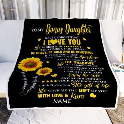Personalized To My Bonus Daughter Blanket From Stepmom Sunflower Never Forget I Love You Birthday Celebrating Graduation Gift Christmas Fleece Blanket | teecentury
