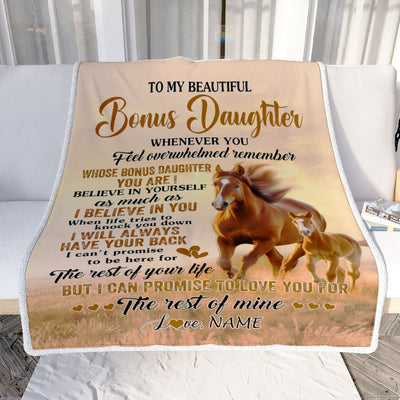 Personalized To My Bonus Daughter Blanket From Stepmom Whenever You Feel Horse Stepdaughter Birthday Gifts Graduation Christmas Customized Fleece Blanket | teecentury