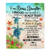 Personalized To My Bonus Daughter Blanket From Stepmother I Hugged This With Love Turtle Beach Stepdaughter Birthday Christmas Customized Bed Fleece Blanket | teecentury