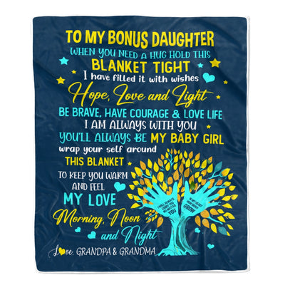 Personalized To My Bonus Daughter Blanket From Stepmother When You Need A Hug Baby Girl Stepdaughter Birthday Christmas Customized Fleece Blanket | teecentury