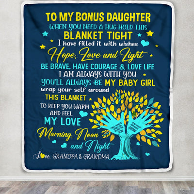 Personalized To My Bonus Daughter Blanket From Stepmother When You Need A Hug Baby Girl Stepdaughter Birthday Christmas Customized Fleece Blanket | teecentury