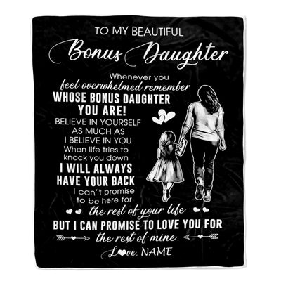 Personalized To My Bonus Daughter Blanket From Stepmother Whenever You Feel Overwhelmed Stepdaughter Birthday Graduation Christmas Customized Fleece Blanket | teecentury