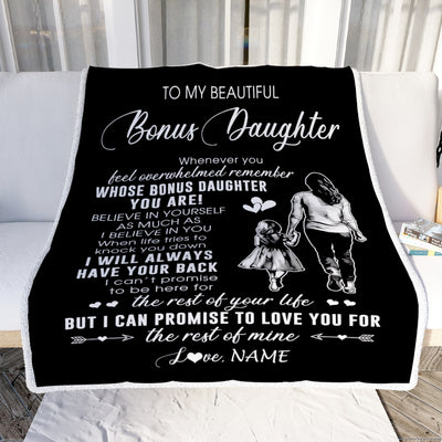 Personalized To My Bonus Daughter Blanket From Stepmother Whenever You Feel Overwhelmed Stepdaughter Birthday Graduation Christmas Customized Fleece Blanket | teecentury