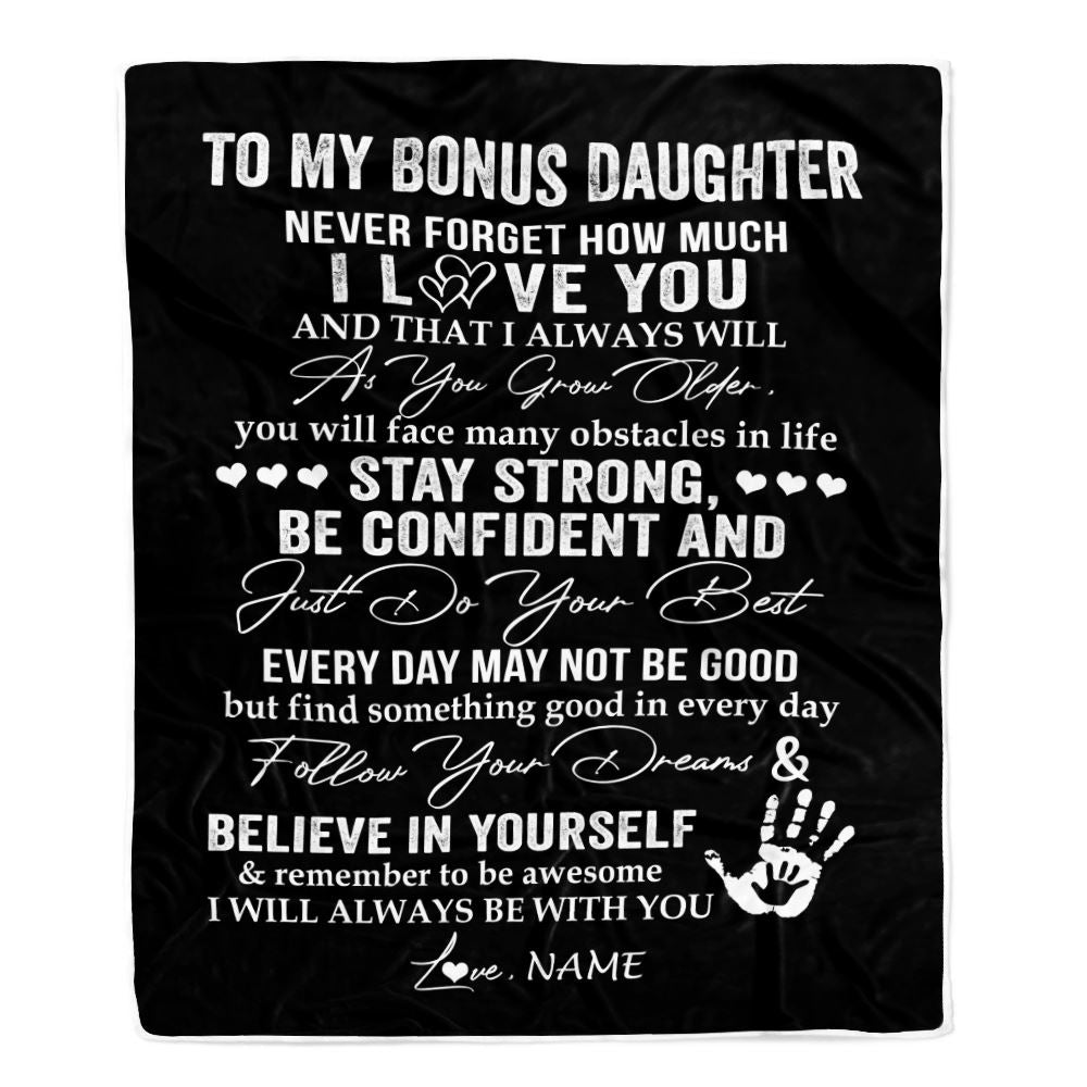 Personalized To My Bonus Daughter Blanket I Love You Forever From Stepmom Stepdad Stepdaughter Birthday Christmas Graduation Customized Fleece Blanket | teecentury