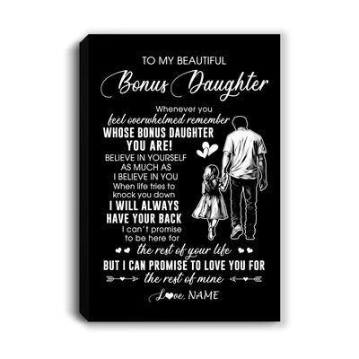 Personalized To My Bonus Daughter Canvas From Stepfather Whenever You Feel Overwhelmed Stepdaughter Birthday Graduation Christmas Custom Wall Art Print Framed Canvas | teecentury