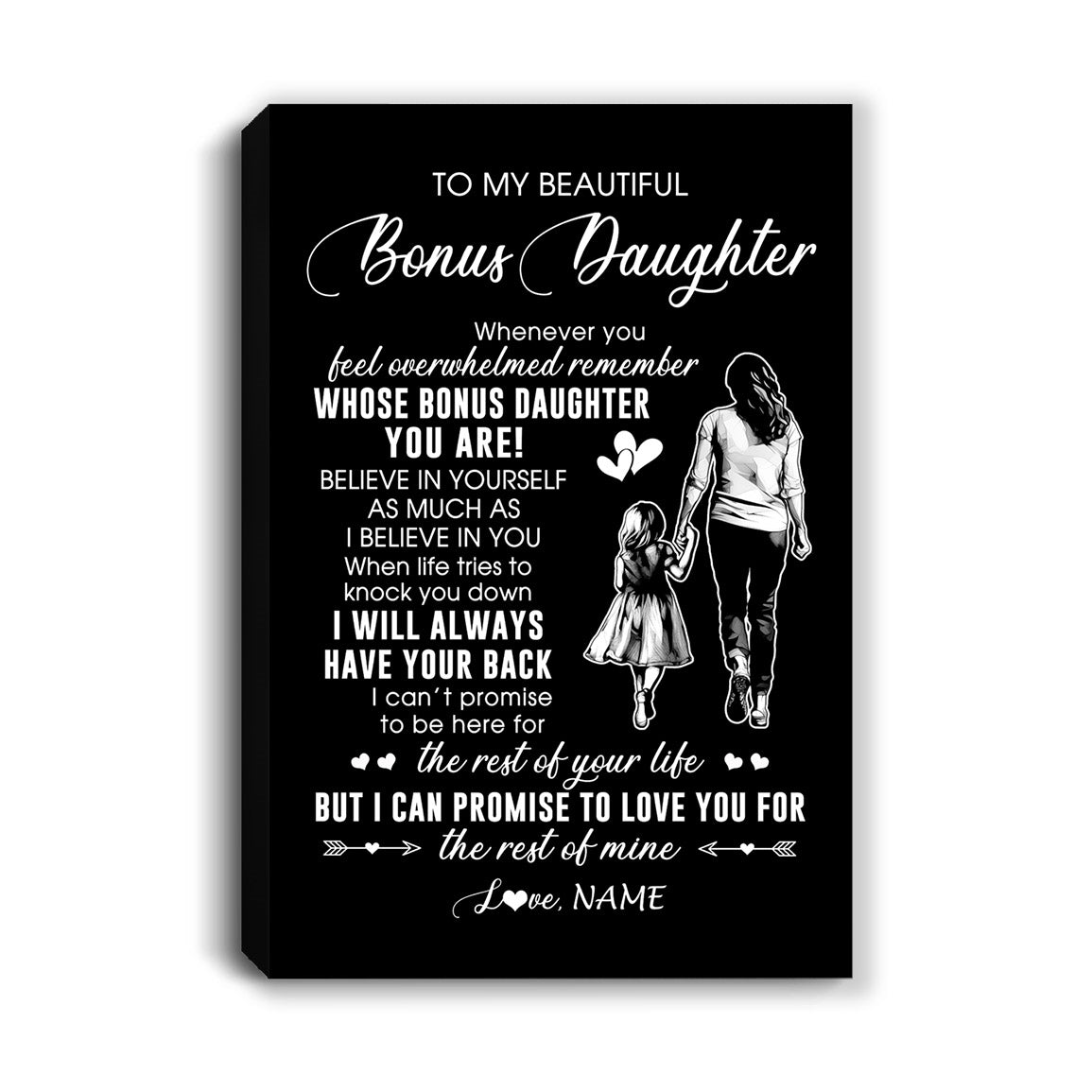 Personalized To My Bonus Daughter Canvas From Stepmother Whenever You Feel Overwhelmed Stepdaughter Birthday Graduation Christmas Custom Wall Art Print Framed Canvas | teecentury