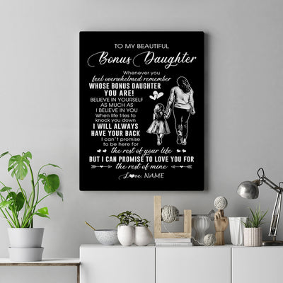Personalized To My Bonus Daughter Canvas From Stepmother Whenever You Feel Overwhelmed Stepdaughter Birthday Graduation Christmas Custom Wall Art Print Framed Canvas | teecentury