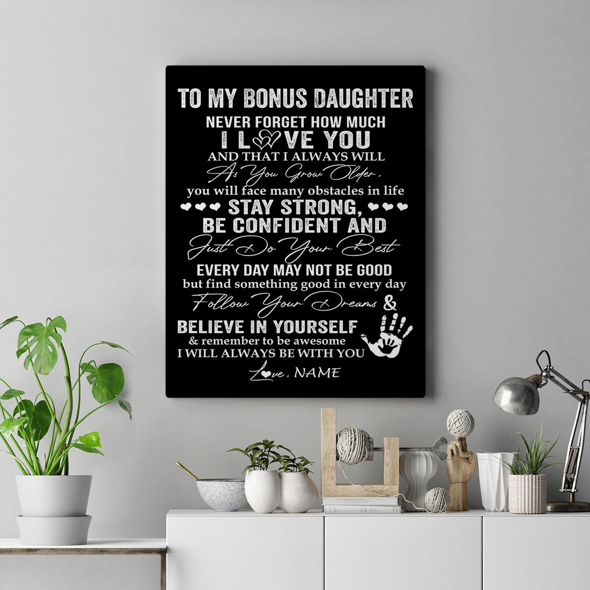 Personalized To My Bonus Daughter Canvas I Love You Forever From Stepmom Stepdad Stepdaughter Birthday Gifts Christmas Graduation Custom Wall Art Print Framed Canvas | teecentury