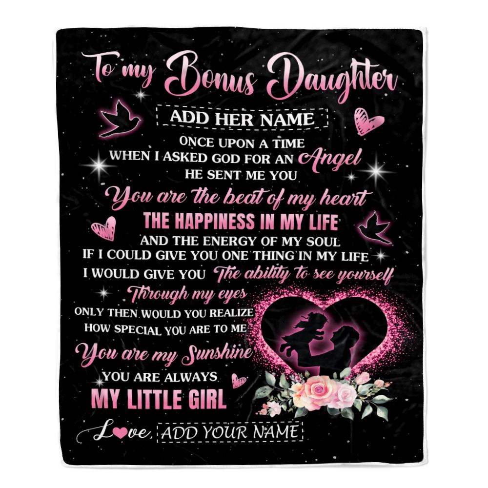 Personalized To My Bonus Daughter From Stepdad Blanket Once Upon A Time Birthday Graduation Gifts For Stepdaughter Gifts Christmas Fleece Throw Blanket | teecentury