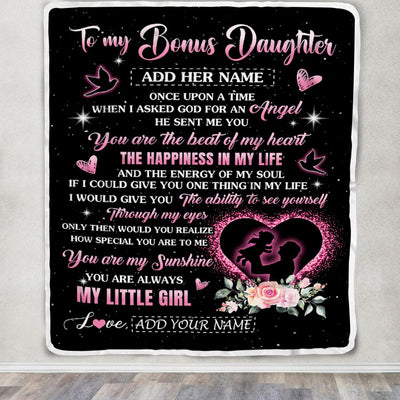 Personalized To My Bonus Daughter From Stepdad Blanket Once Upon A Time Birthday Graduation Gifts For Stepdaughter Gifts Christmas Fleece Throw Blanket | teecentury