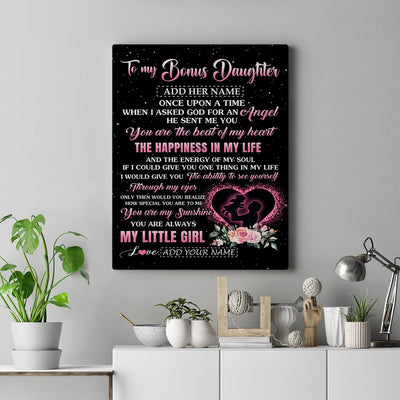 Personalized To My Bonus Daughter From Stepdad Canvas Once Upon A Time Birthday Graduation Gifts For Stepdaughter Christmas Custom Wall Art Print Framed Canvas | teecentury