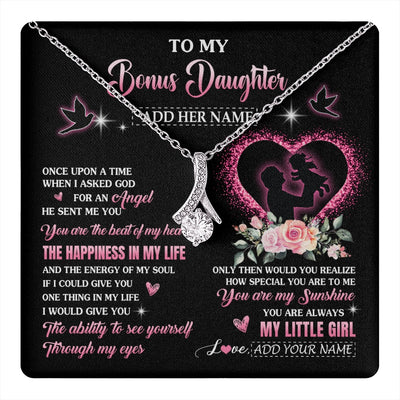 Alluring Beauty Necklace 14K White Gold Finish | 1 | Personalized To My Bonus Daughter From Stepdad Necklace Once Upon A Time Birthday Graduation Gifts For Stepdaughter Christmas Custom Gift Box Message Card | teecentury.myshopify