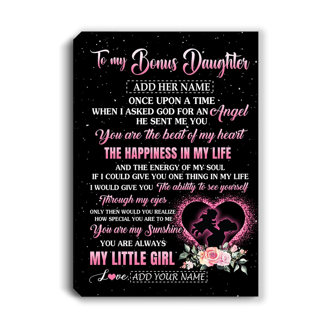 Personalized To My Bonus Daughter From Stepmom Canvas Once Upon A Time Birthday Graduation Gifts For Stepdaughter Christmas Custom Wall Art Print Framed Canvas | teecentury