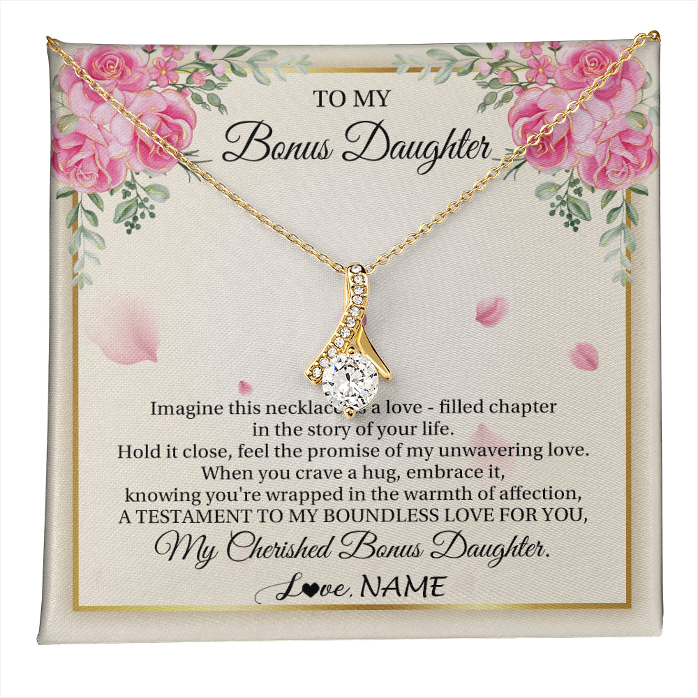 Alluring Beauty Necklace 18K Yellow Gold Finish | 1 | Personalized To My Bonus Daughter From Stepmom Imagine This Necklace As A Love Stepddaughter Birthday Jewelry Christmas Customized Gift Box Message Card | teecentury